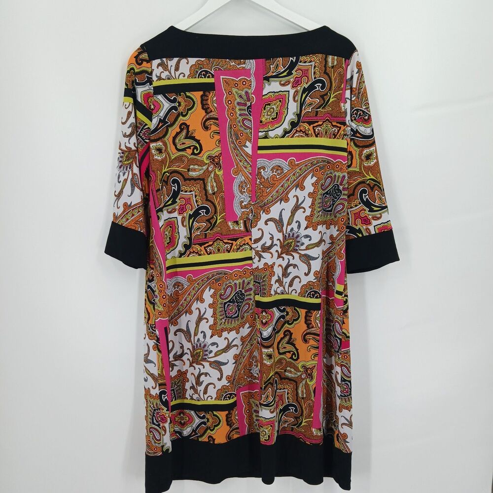 womans Emma & Michele Multicolor Paisley Print Short Sleeve midi Dress Size L